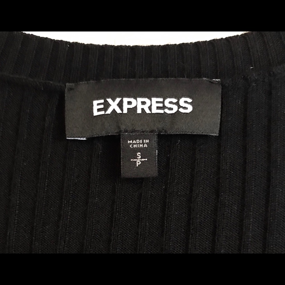 EXPRESS Wide Ribbed Surplice Fitted Sweater - Picture 3 of 8